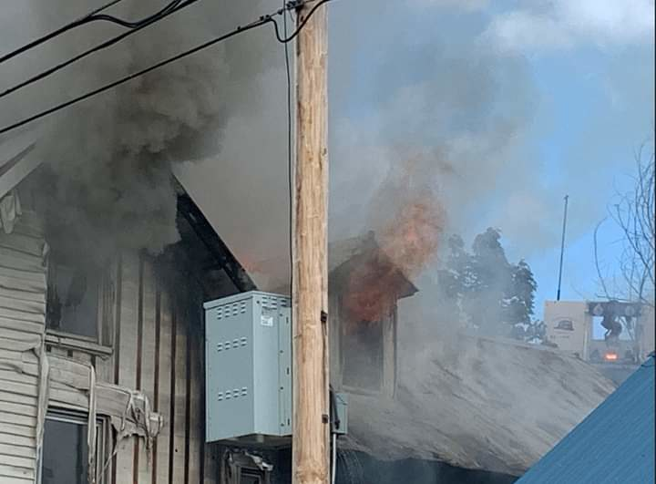 Flames were visible from the second floor of the Norway building.