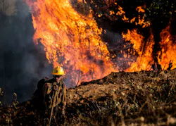 Logan Powell, with a Cal Fire crew from the Amador-El Dorado unit, keeps an eye on hot spots as the Mosquito Fire makes its way up a hill south of Wortons Market in Foresthill on Tuesday, Sept. 13, 2022. Logan Powell, with a Cal Fire crew from the Amador-El Dorado unit, keeps an eye on hot spots as the Mosquito Fire makes its way up a hill south of Wortons Market in Foresthill on Tuesday, Sept. 13, 2022.