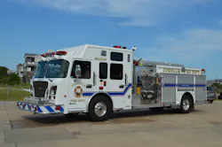 Corolla, NC, Fire & Rescue recently acquired this 2013 Rosenbauer Commander 1,500-gpm pumper from Brindlee Mountain Fire Apparatus. This unit first served with a department in Arizona. It’s equipped with a 1,000-gallon water tank and dual 25-gallon foam tanks. Corolla, NC, Fire & Rescue recently acquired this 2013 Rosenbauer Commander 1,500-gpm pumper from Brindlee Mountain Fire Apparatus. This unit first served with a department in Arizona. It’s equipped with a 1,000-gallon water tank and dual 25-gallon foam tanks.