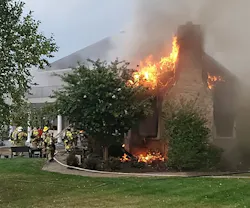 Fire conditions on the Charlie side of the structure post-mayday transmission. Fire conditions on the Charlie side of the structure post-mayday transmission.