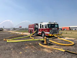 An engine should be placed at the hydrant to maximize the available water. An engine should be placed at the hydrant to maximize the available water.