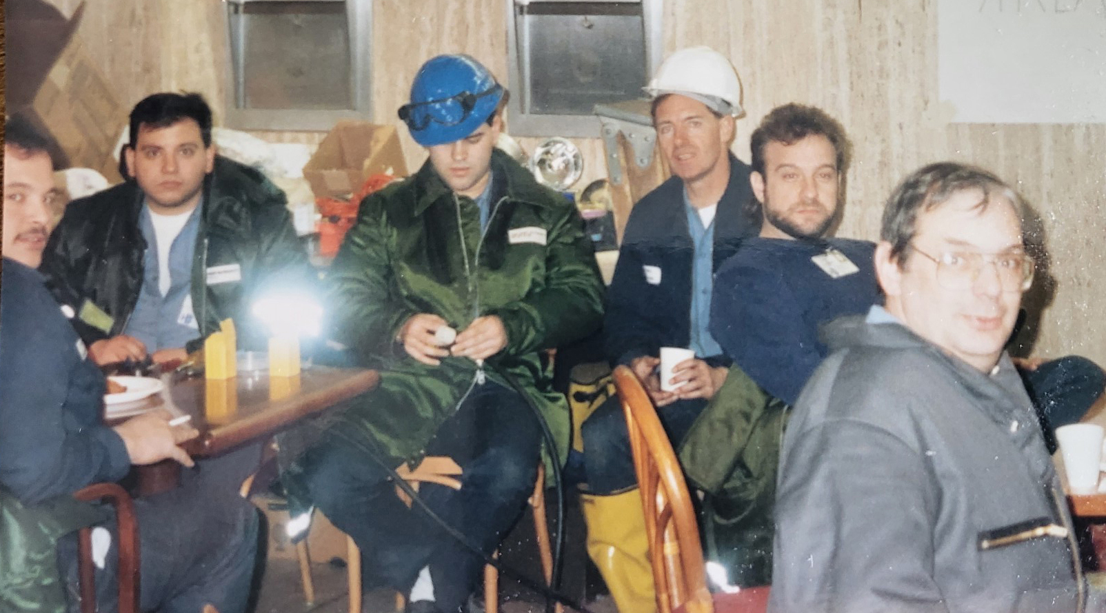 World Trade Center Local 3 electricians (from left): John Ditre, Mike Catuogno, Gregory Rodman, Lou Schneider, Barry Himmelfarb and Tony Recco