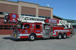 Ladder 253 is a 2020 Pierce Velocity 100-foot rear-mount platform that’s equipped with a 2,000- gpm pump, a 300-gallon water tank, 24-, 28- and 35-foot extension ladders and several roof ladders of various lengths. The truck’s wheelbase is 253½ inches; it’s overall length is 47 feet. Ladder 253 is a 2020 Pierce Velocity 100-foot rear-mount platform that’s equipped with a 2,000- gpm pump, a 300-gallon water tank, 24-, 28- and 35-foot extension ladders and several roof ladders of various lengths. The truck’s wheelbase is 253½ inches; it’s overall length is 47 feet.