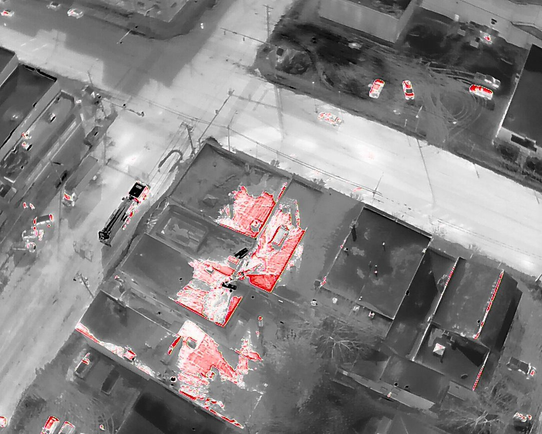 The Oswego Fire Department also used the thermal imaging drone technology to strategically direct water from its aerial master streams to the seat of the fire.