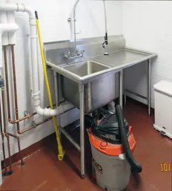 Failure to plan plumbing and bury it in the wall leaves a room impossible to keep clean. Failure to plan plumbing and bury it in the wall leaves a room impossible to keep clean.