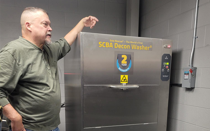 With the Solo Rescue&circledR; decon washer in place, West Buncombe Fire Department now have access to the best available technology when it comes to proper decontamination of firefighting personal protective equipment (PPE) which will play an important part in their work against firefighter cancer.