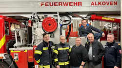 Standing, from left to right: Alkoven firefighters Martin Gebhartl and Markus Hammer, Firehouse editor Peter Matthews, Fort Worth fire photographer Glen Ellman and Alkoven Fire Brigade Commander Markus Unter. Alkoven firefighter and editor Hermann Kollinger is top. Standing, from left to right: Alkoven firefighters Martin Gebhartl and Markus Hammer, Firehouse editor Peter Matthews, Fort Worth fire photographer Glen Ellman and Alkoven Fire Brigade Commander Markus Unter. Alkoven firefighter and editor Hermann Kollinger is top.