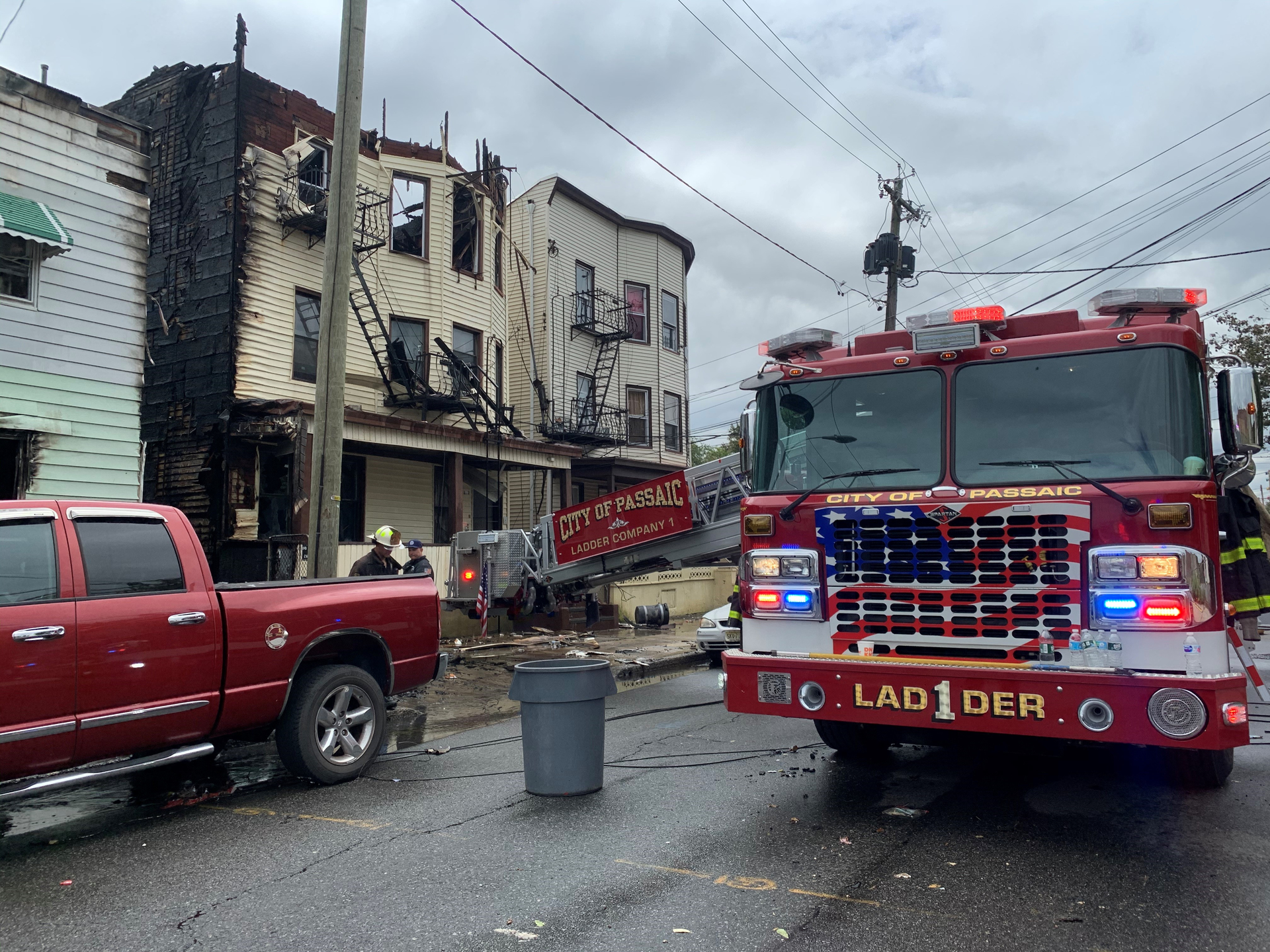 Overhead obstructions that you might encounter include power and communication wires. Getting the turntable under the wires makes for the most likely chance of successfully positioning the aerial to the target. That said, you also must consider your terrain (e.g., the sidewalk, a driveway, a grassy area).