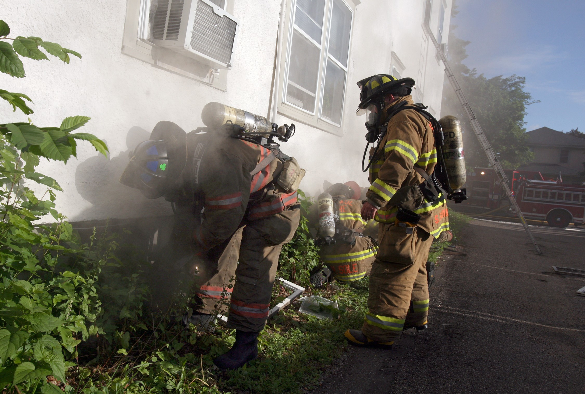 The small, usually heavy-duty or glass block windows of residential basements can restrict access to a fire in the basement and cause a ventilation problem, which can produce limited or zero visibility.