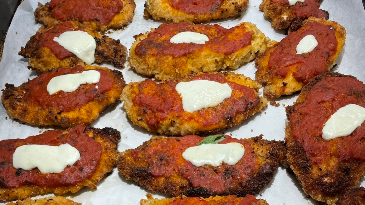 Here is an example of healthifying firehouse classic to fit within a gut health-promoting lifestyle. Homemade chicken parmesan is transformed by excluding added sugar and artificial ingredients and including anti-inflammatory cooking oils, such as extra virgin olive oil and avocado oil. This dish was served over spiralized zucchini noodles with tomato sauce plus a side of roasted broccoli.