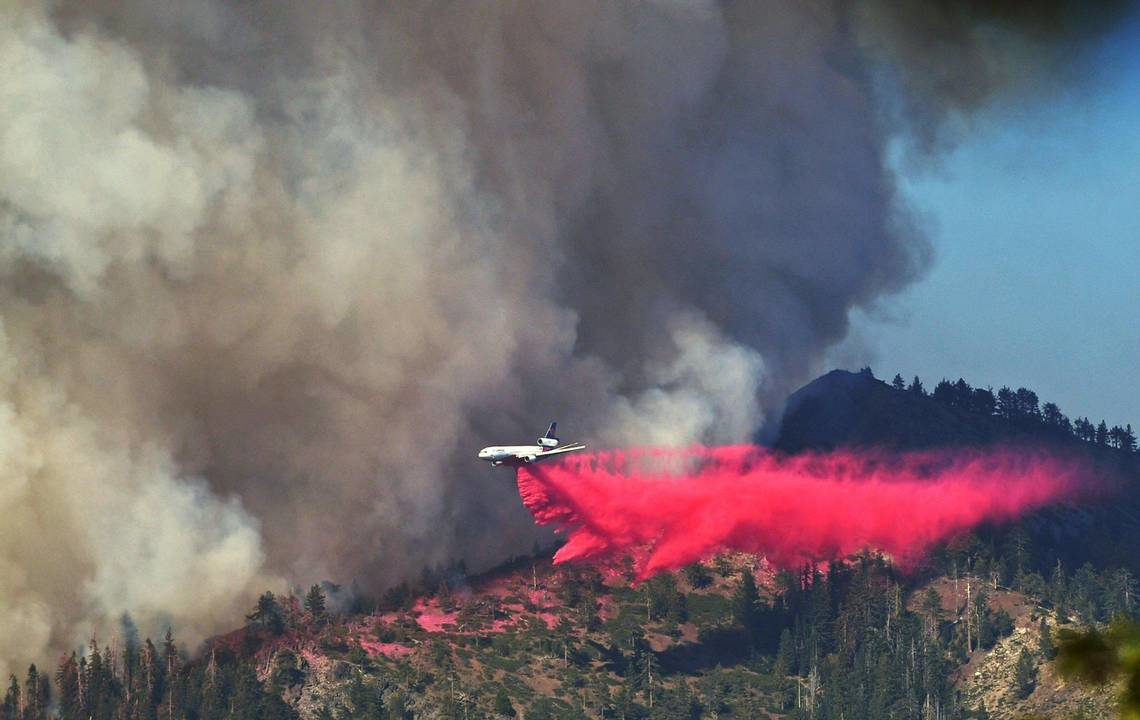 Retardant was dropped on a wildfire in Yosemite National Park in 2022.