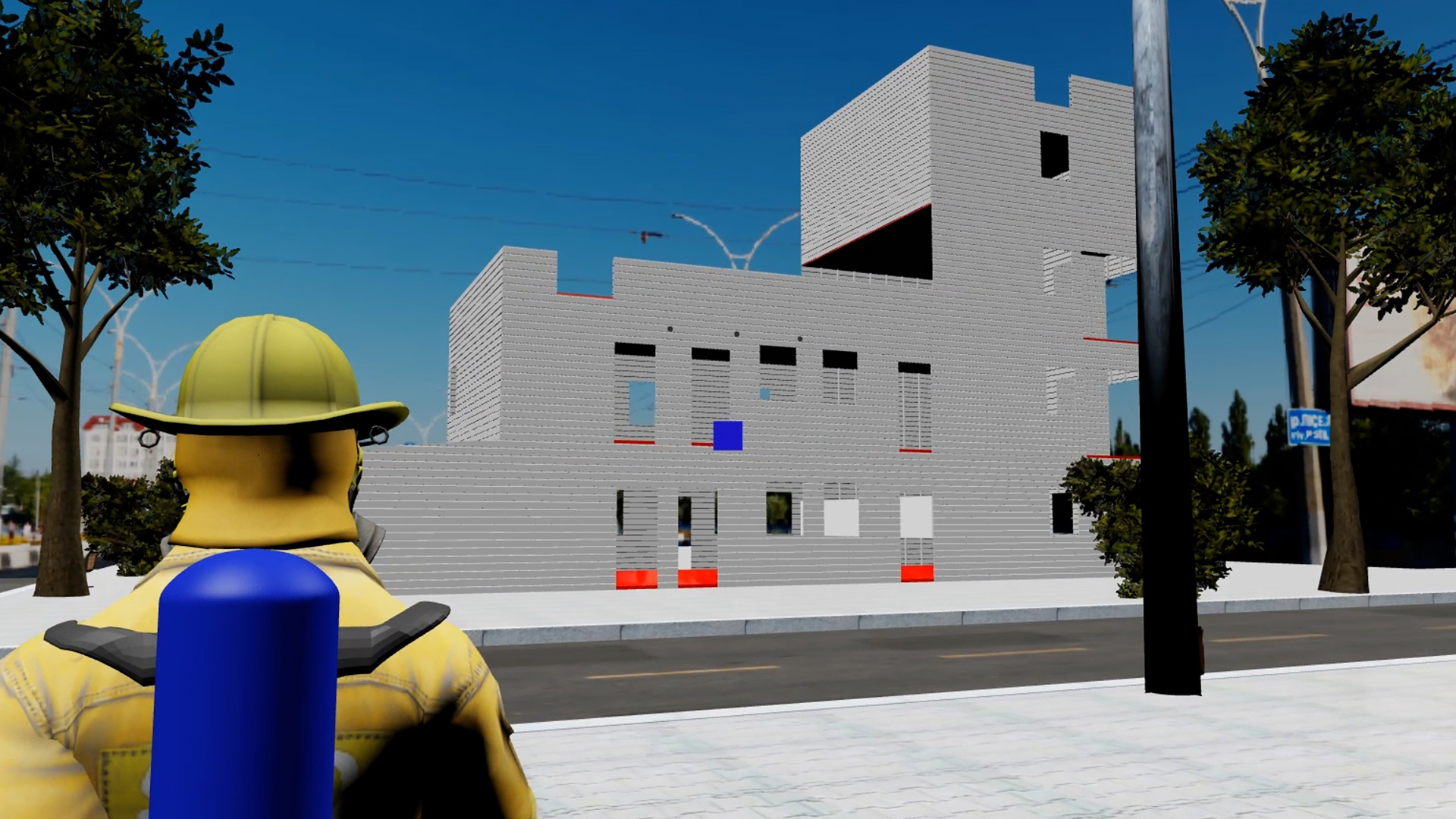 Users can take a 360-degree walk-through tour of Fire Facilities' The Commissioner training structure.