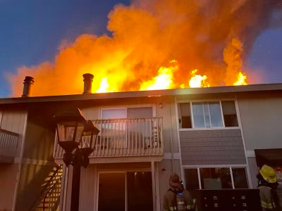 Five Tacoma firefighters were injured when a ceiling collapsed.