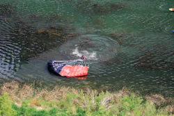 A BASE jumper deployed the pilot chute too late, which resulted in the main chute deploying too close to the ground. The jumper was unable to steer the chute to the landing zone on shore and ended up in the water. Although this jumper was uninjured and continued jumping that day, it isn’t uncommon for a jumper who is in this situation to be injured or, possibly, even drown. A BASE jumper deployed the pilot chute too late, which resulted in the main chute deploying too close to the ground. The jumper was unable to steer the chute to the landing zone on shore and ended up in the water. Although this jumper was uninjured and continued jumping that day, it isn’t uncommon for a jumper who is in this situation to be injured or, possibly, even drown.
