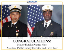 Del Ortiz, left, is the new Newark fire chief while Rufus Jackson is the assistant Public Safety Director. Del Ortiz, left, is the new Newark fire chief while Rufus Jackson is the assistant Public Safety Director.