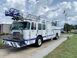 New Baden, IL, Fire Department’s new HP 75 aerial features a 75-foot extruded aluminum ladder. New Baden, IL, Fire Department’s new HP 75 aerial features a 75-foot extruded aluminum ladder.