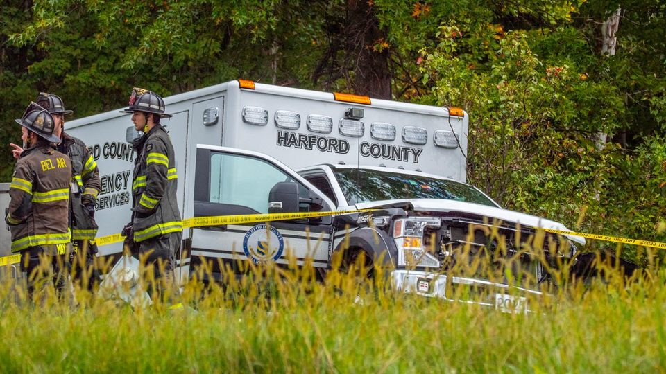 This Harford County ambulance was involved in a wreck Sunday.