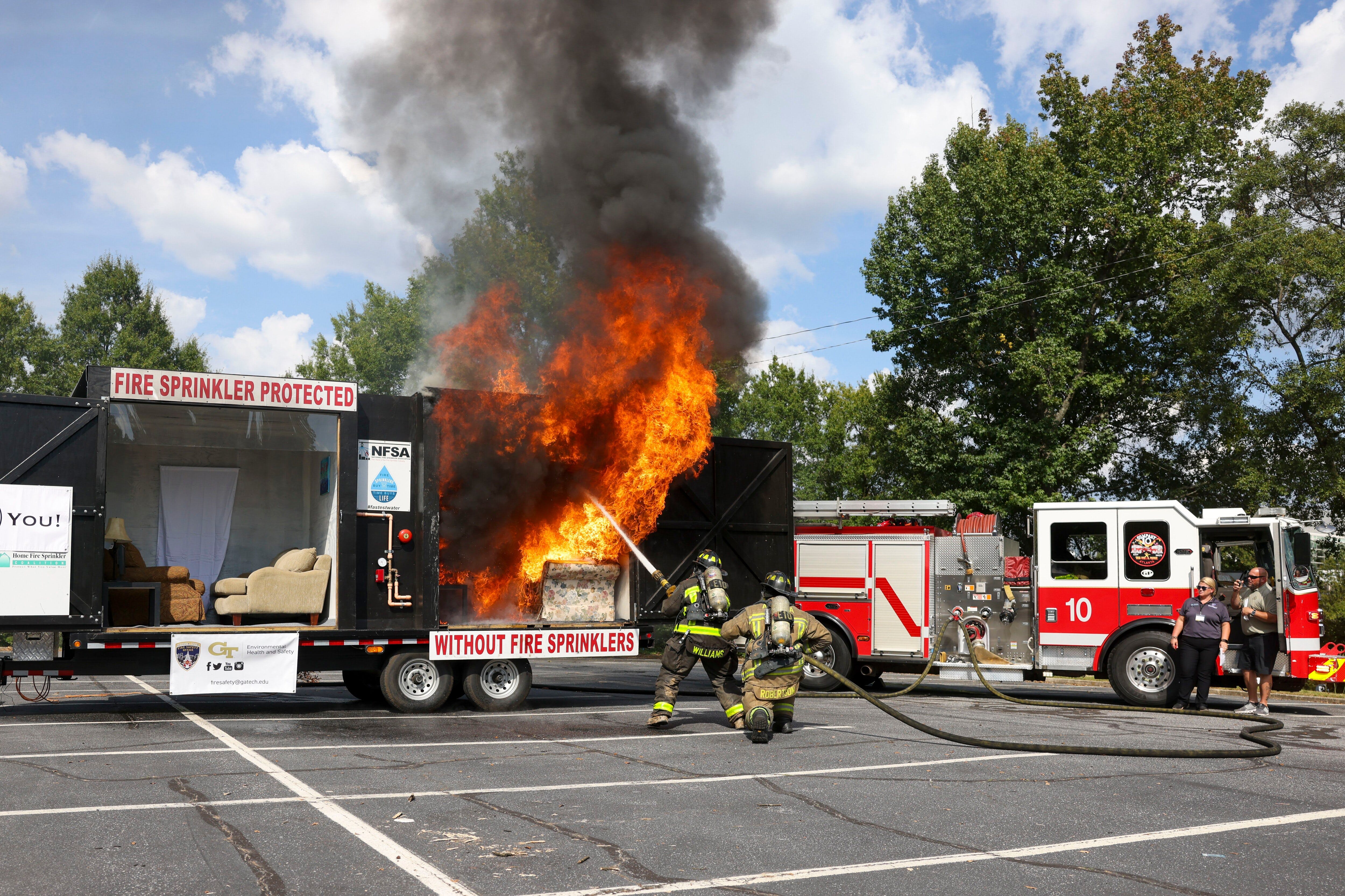 Atlanta firefighters participated in a demonstration recently.