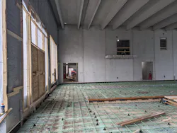 This station that’s under construction includes a precast concrete roof structure and is being prepared for in-slab radiant heating. This station that’s under construction includes a precast concrete roof structure and is being prepared for in-slab radiant heating.
