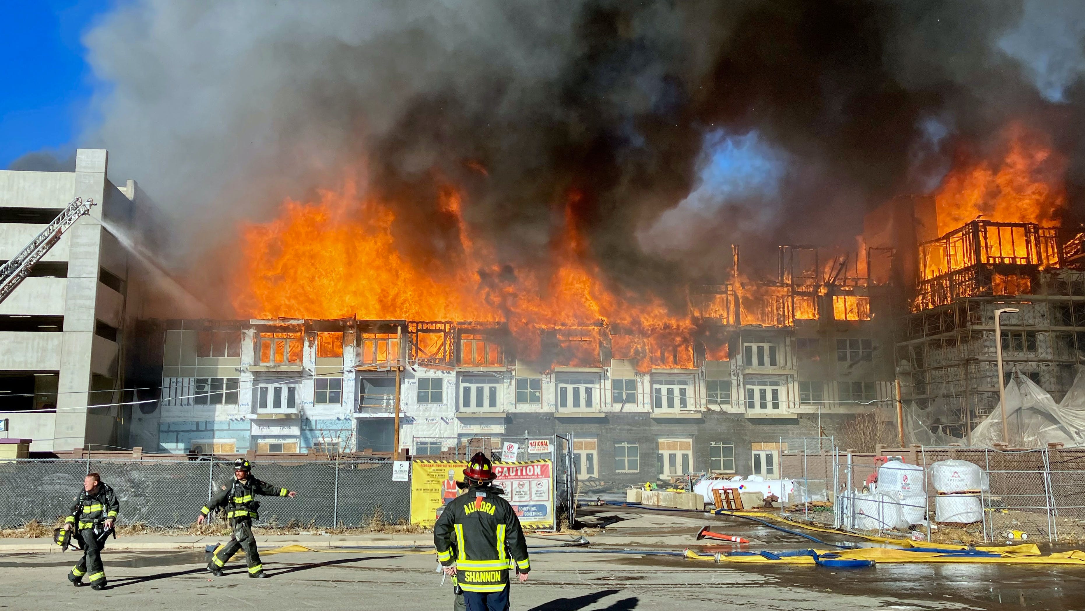For the second time in three days, Aurora firefighters battled a major fire in an apartment complex under construction on Saturday. The fire reached five alarms.