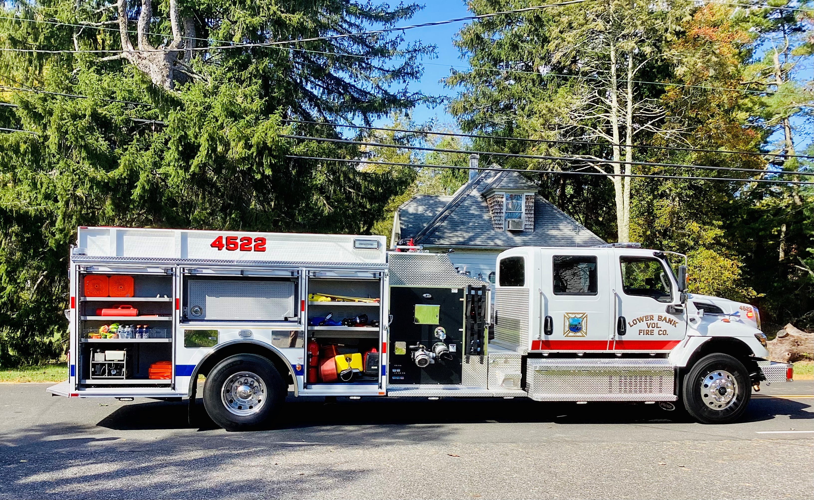 Pierce built this top-mount pumper for the Lower Bank Volunteer Fire Company in Washington Township.