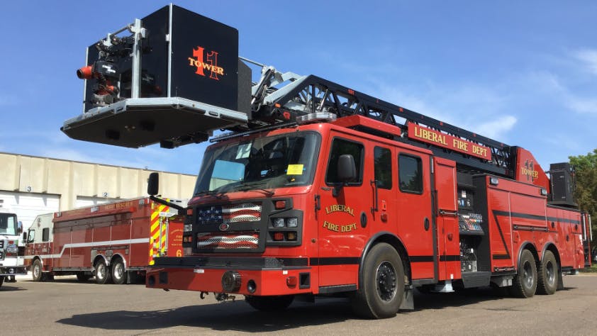 Rosenbauer built this King Cobra aerial platform for the Liberal, KS, Fire Department.