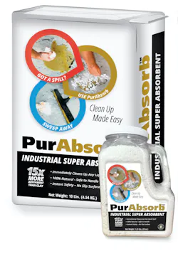 Upon contact, PurAbsorb begins absorbing instantly leaving a clean and dry no-slip surface. Upon contact, PurAbsorb begins absorbing instantly leaving a clean and dry no-slip surface.