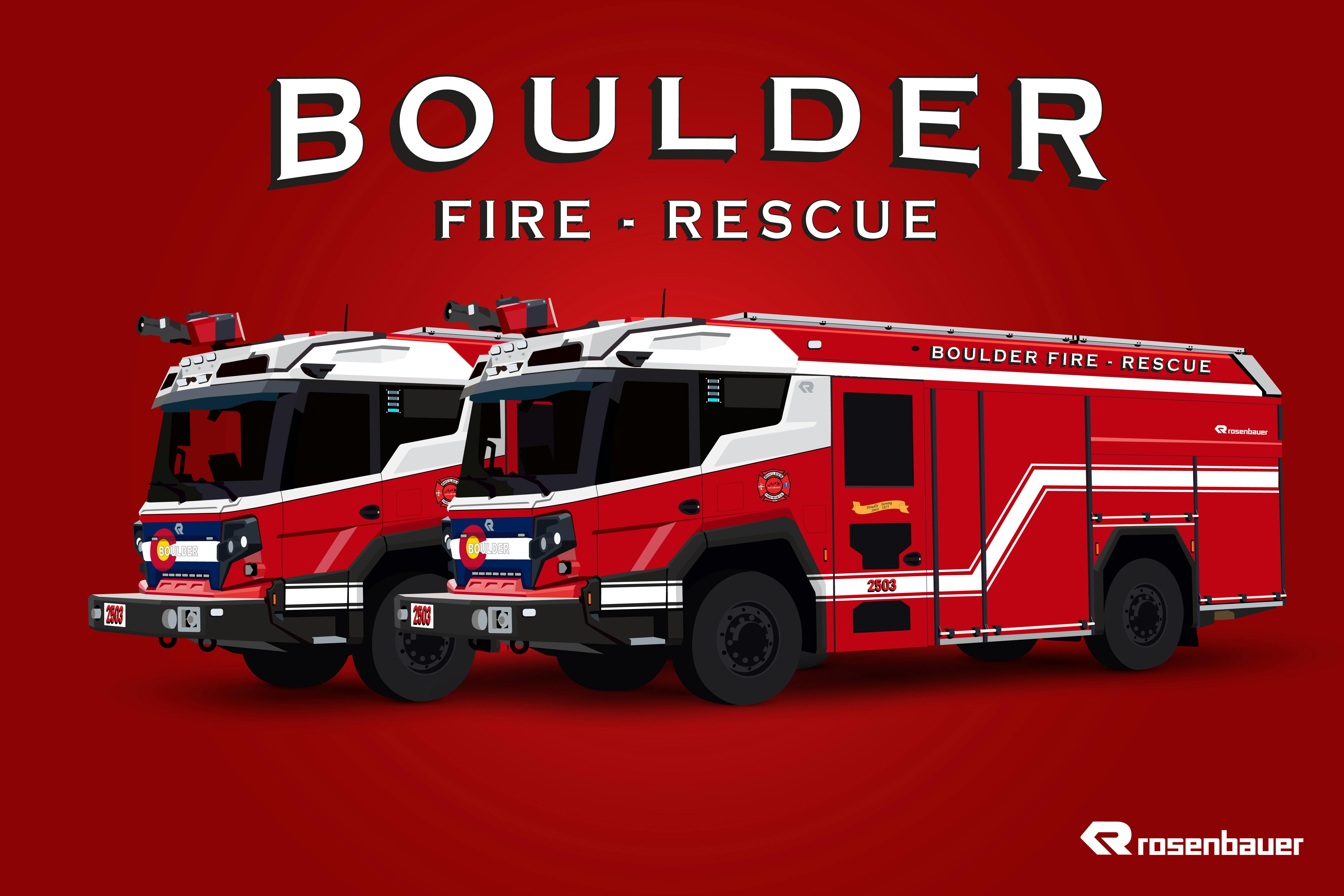 These two Rosenbauer RTX fire trucks make Boulder, Colorado the first city to have two electric fire engines.