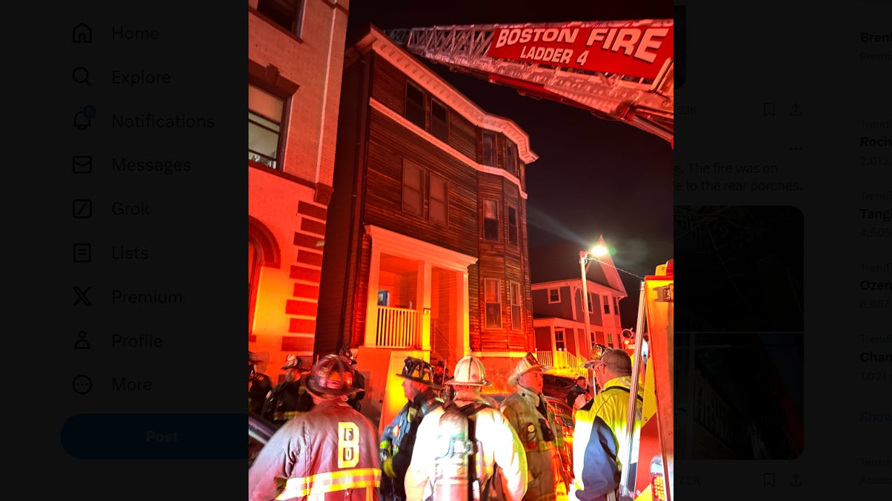 A fire Friday night displaced seven residents in Boston's Roxbury neighborhood.