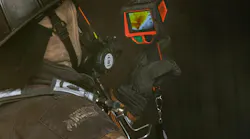 When red on a thermal imaging camera begins to overtake the image on the device, firefighters should look to separate themselves from the environment. When red on a thermal imaging camera begins to overtake the image on the device, firefighters should look to separate themselves from the environment.