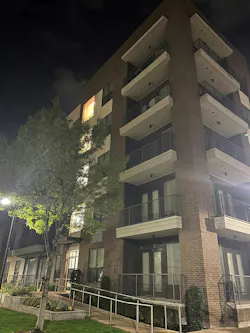 Dual stairwells in mid-rise buildings that are taller than three stories facilitate staged hose deployment and controlled evacuation, among other firefighting strategies. Dual stairwells in mid-rise buildings that are taller than three stories facilitate staged hose deployment and controlled evacuation, among other firefighting strategies.