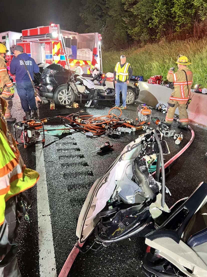 Debris was strewn around the crash scene.