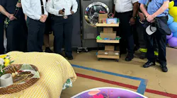 Ready Rack by Groves delighted Carter and the Hamden Fire Department with special gifts, including an EW35G Extractor, Decon Ready™ Decontamination Solutions, and the latest Vortex DC2 Drying Cabinet. Ready Rack by Groves delighted Carter and the Hamden Fire Department with special gifts, including an EW35G Extractor, Decon Ready™ Decontamination Solutions, and the latest Vortex DC2 Drying Cabinet.