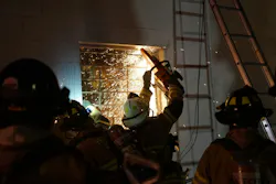 Cutting the metal tabs that are either built into the brick around a window or that are attached to the brick is the fastest, least strenuous of the three methods for attacking those tabs. Beating away the corner of the brick where a tab is set into mortar and getting behind the carriage bolt that attaches a tab to the brick require more work on the firefighter’s part but aren’t too time consuming. Cutting the metal tabs that are either built into the brick around a window or that are attached to the brick is the fastest, least strenuous of the three methods for attacking those tabs. Beating away the corner of the brick where a tab is set into mortar and getting behind the carriage bolt that attaches a tab to the brick require more work on the firefighter’s part but aren’t too time consuming.