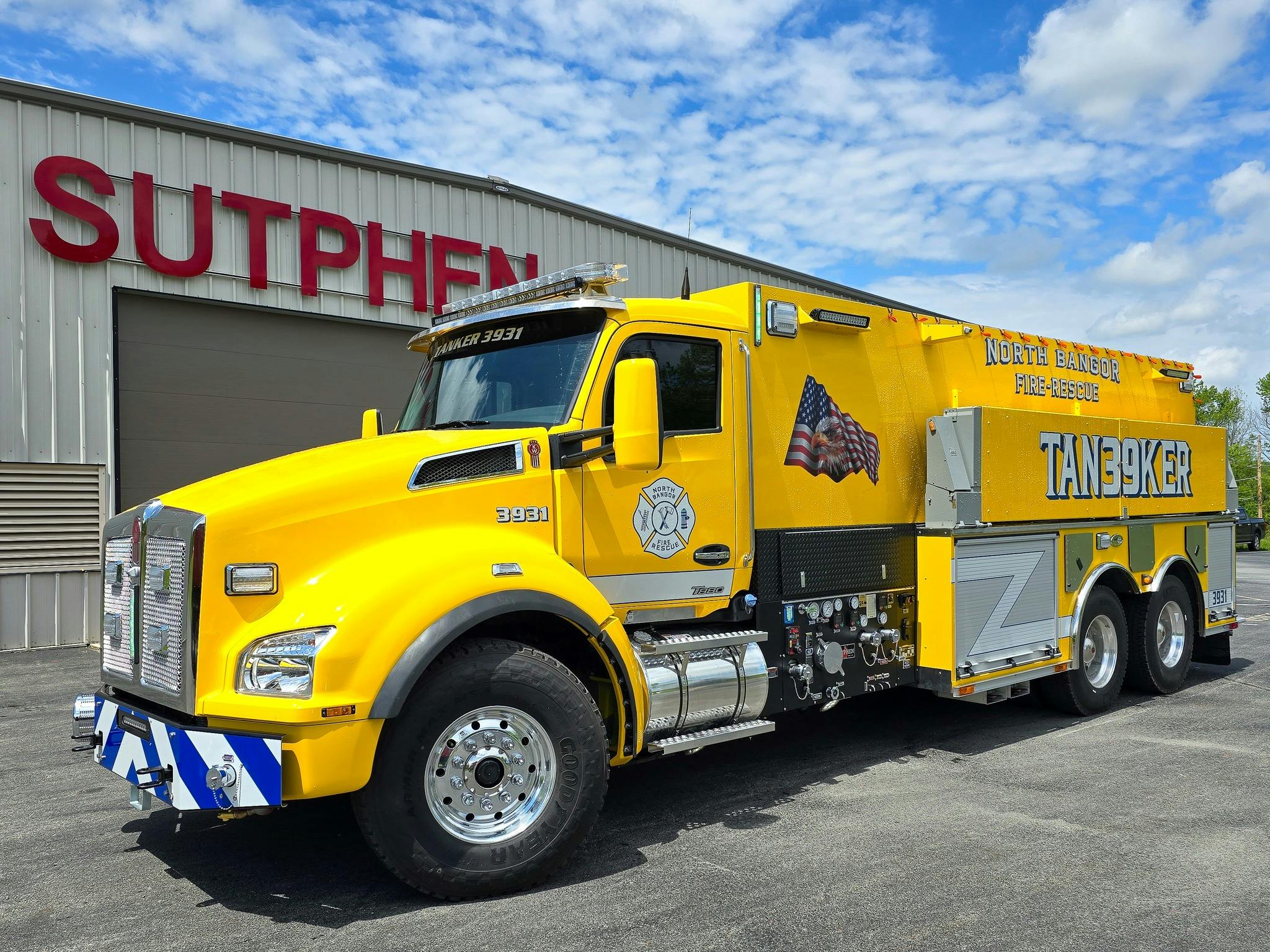 Sutphen built this 4,000-gallon tanker on a Kenworth T880 chassis for the North Bangor Fire Company in Bangor, PA.