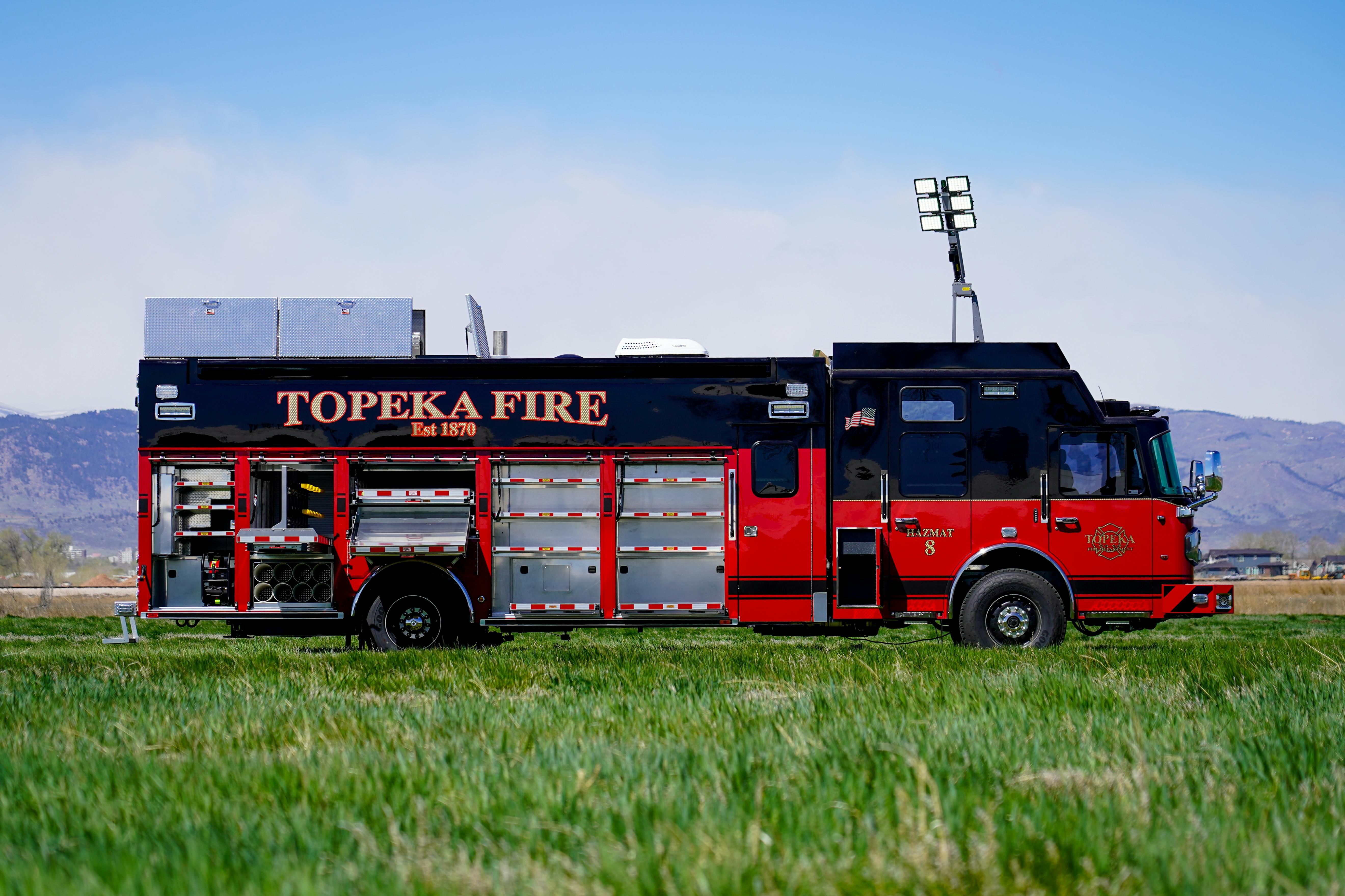 SVI built this walk-thru hazardous materials unit for the Topeka, KS, Fire Department on a Spartan Metrostar chassis.