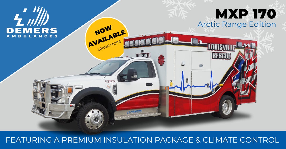 The innovative HVAC system can now be integrated into the Demers MXP 170 Type 1 ambulance and is still available on the MXP 153 Type I model.