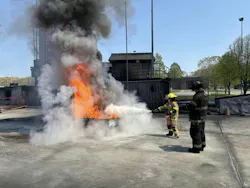 The girls were trained on using fire extinguishers. The girls were trained on using fire extinguishers.