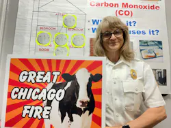 To begin her program with the younger school grades, Kilmer usually starts by using her 16 story boards to tell the story of the Great Chicago fire. To begin her program with the younger school grades, Kilmer usually starts by using her 16 story boards to tell the story of the Great Chicago fire.