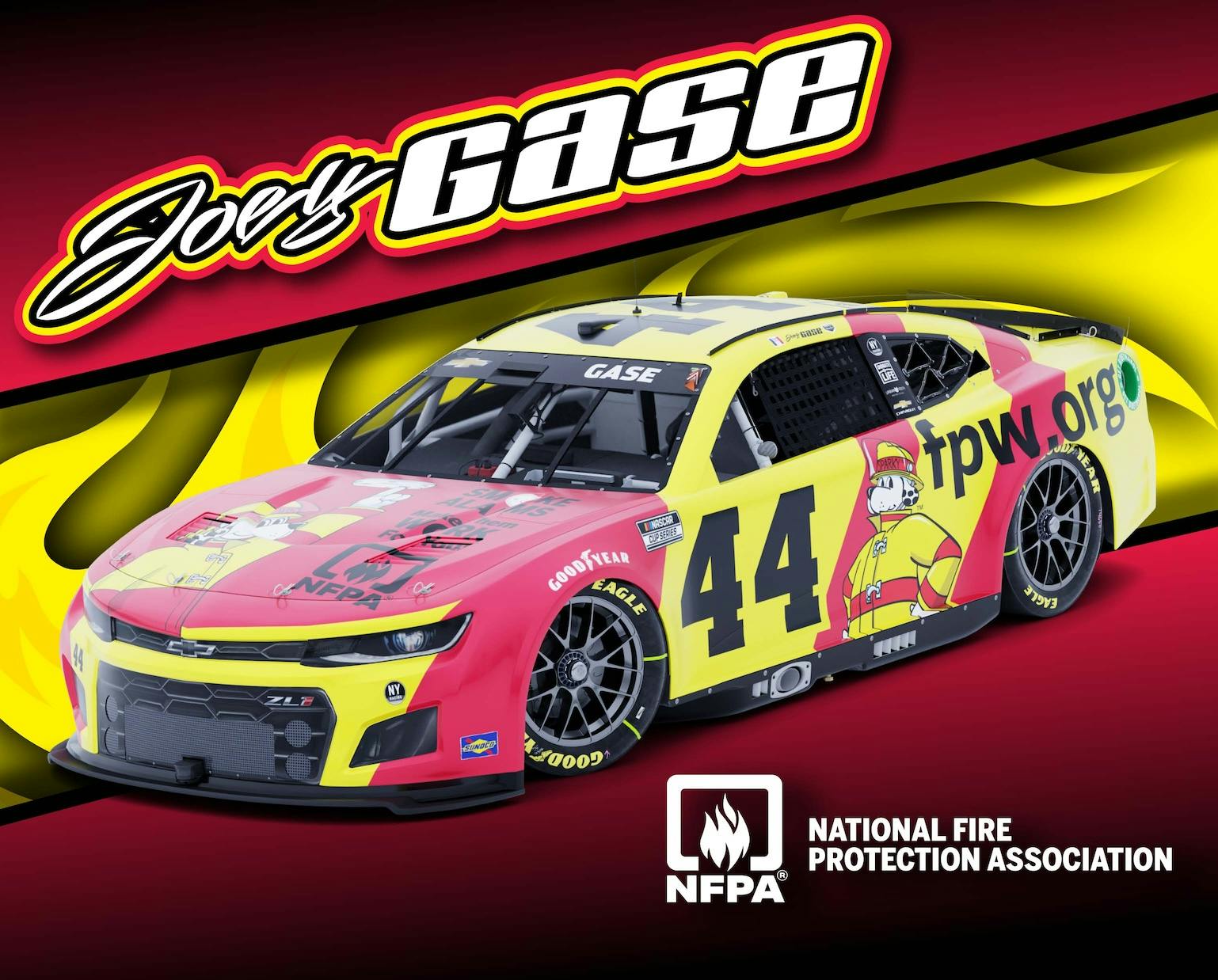 Joey Gase will be driving the No. 44 car featuring Sparky&circledR; the Fire Dog for NY Racing in the Coke Zero 400.