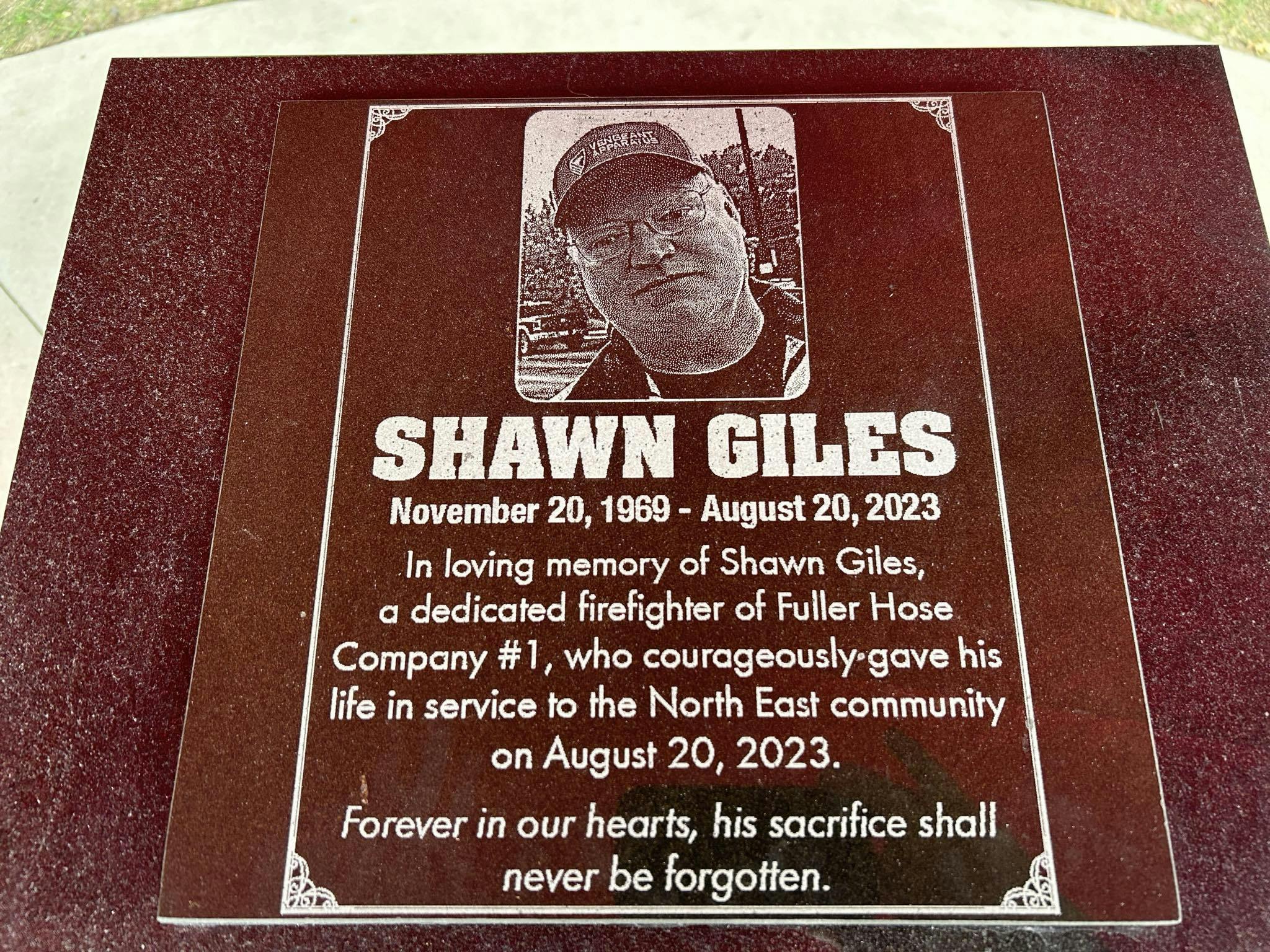 Fuller Hose Company Firefighter Shawn Giles is remembered for his sacrifice.