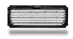 TecNiq's E100 high-intensity (30,000 lumens) scene light has a side-to-side light pattern that spreads 80 degrees and a vertical light pattern that spreads 105 degrees. TecNiq's E100 high-intensity (30,000 lumens) scene light has a side-to-side light pattern that spreads 80 degrees and a vertical light pattern that spreads 105 degrees.