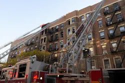 An FDNY firefighter suffered serious injuries after falling 40-feet down a building shaft while battling a fire in Harlem on Friday. An FDNY firefighter suffered serious injuries after falling 40-feet down a building shaft while battling a fire in Harlem on Friday.