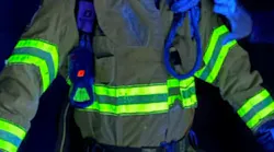 Testing in Fairfax County, VA, provided valuable insights into best practices for preliminary exposure reductions. Using a contamination surrogate, the study determined optimal brush styles and usage timing for effective decon. Note the contamination that still is on the mask and neck area. Testing in Fairfax County, VA, provided valuable insights into best practices for preliminary exposure reductions. Using a contamination surrogate, the study determined optimal brush styles and usage timing for effective decon. Note the contamination that still is on the mask and neck area.