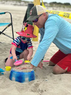 A day off at the beach or mowing the lawn presents a danger of sun exposure, even on cloudy days or during cooler weather. Lighter-colored clothing doesn’t block as much UV rays as darker clothing does. A day off at the beach or mowing the lawn presents a danger of sun exposure, even on cloudy days or during cooler weather. Lighter-colored clothing doesn’t block as much UV rays as darker clothing does.