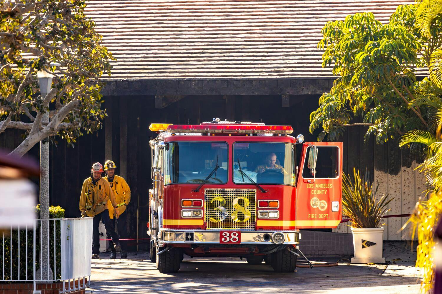 Los Angeles County firefighters handle an incident in Marina del Rey.