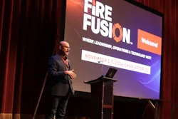 Panasonic Connect's Marcus Claycomb speaking on the benefits of AI implementation into the fire service at FireFusion 2024. Panasonic Connect's Marcus Claycomb speaking on the benefits of AI implementation into the fire service at FireFusion 2024.