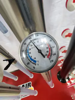 At no time during testing was a temperature that was hotter than 105 degrees Fahrenheit registered. That temperature was established as the maximum permissible by NFPA 1851: Standard on Selection, Care, and Maintenance of Protective Ensembles for Structural Fire Fighting and Proximity Fire Firefighting. At no time during testing was a temperature that was hotter than 105 degrees Fahrenheit registered. That temperature was established as the maximum permissible by NFPA 1851: Standard on Selection, Care, and Maintenance of Protective Ensembles for Structural Fire Fighting and Proximity Fire Firefighting.