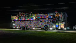 Zoneton, KY, Fire Protection District's 2024 Toy Story-themed ladder truck with extra lights and character cutouts. Zoneton, KY, Fire Protection District's 2024 Toy Story-themed ladder truck with extra lights and character cutouts.