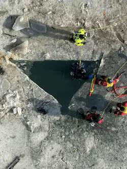 Ice rescue technicians from a number of departments assisted with the recovery of an occupied vehicle from Cheat Lake on Sunday. Ice rescue technicians from a number of departments assisted with the recovery of an occupied vehicle from Cheat Lake on Sunday.